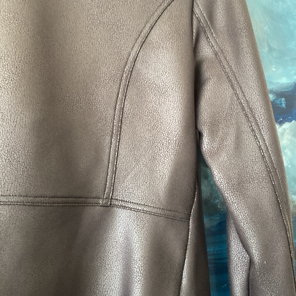 Faux Leather Drape Front Jacket - image 6
